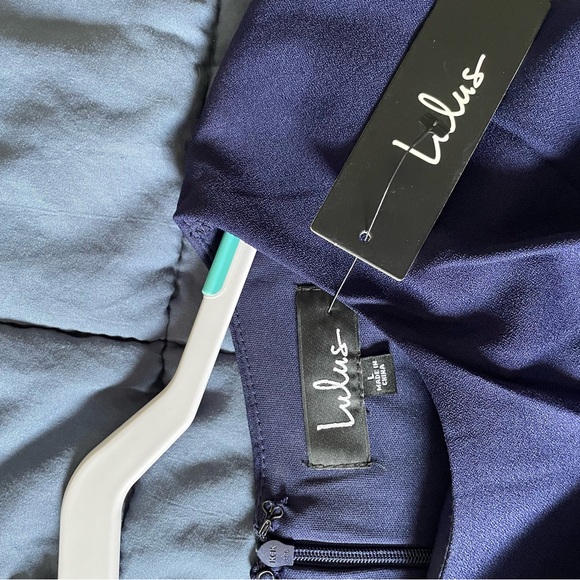 NWT Zealous Love Navy Blue Tie-Front Midi Dress - Picture 6 of 6